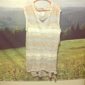 Free People Striped Linen Sleeveless Sweater